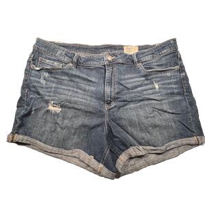 Cosmic Blue Love Women’s Size 22W Denim Shorts Raw Hem Light Wash Casual